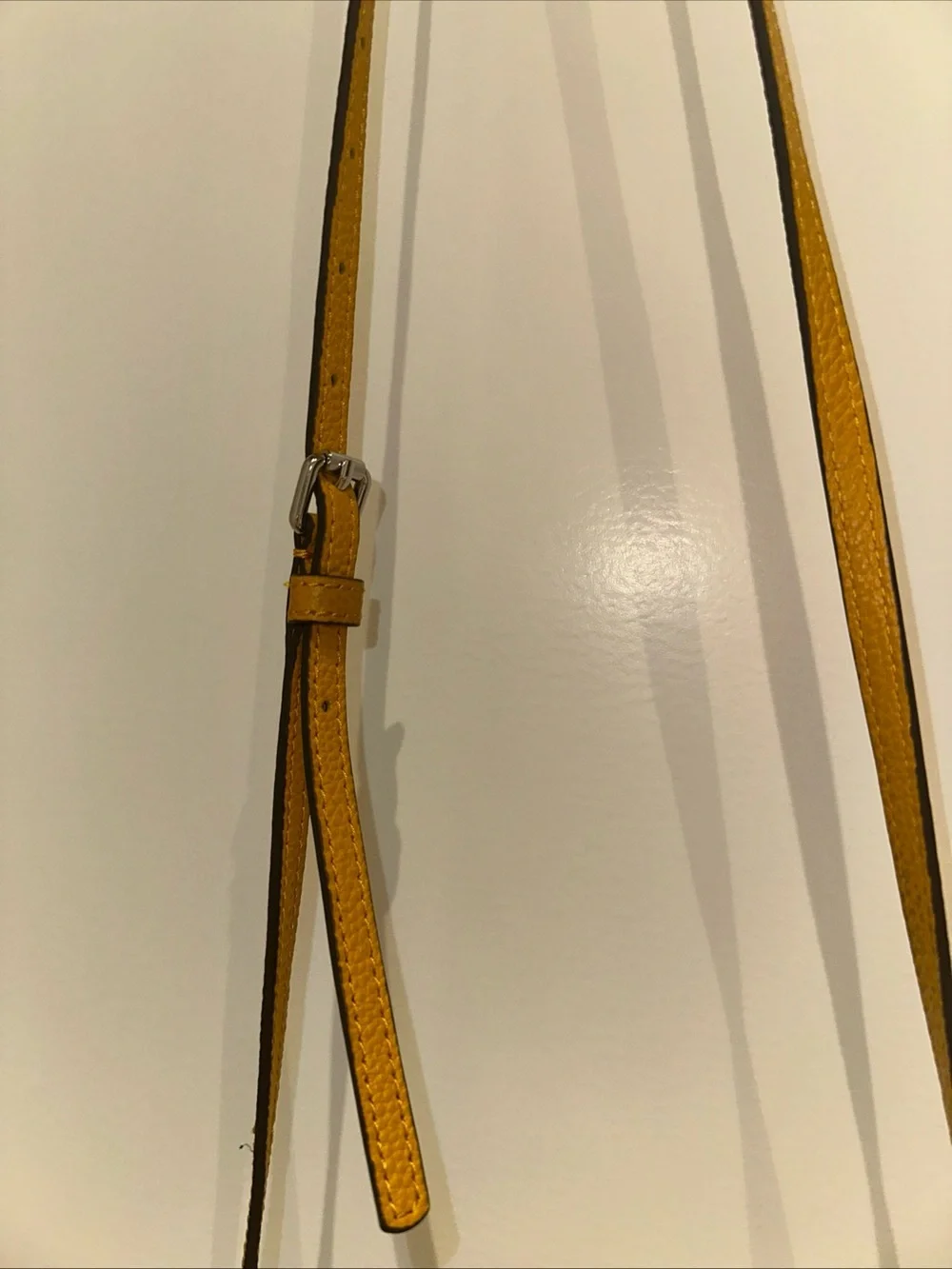 Tory Burch Perry Bombe Mini Shoulder Camera Bag in Cream White , Yellow Strap